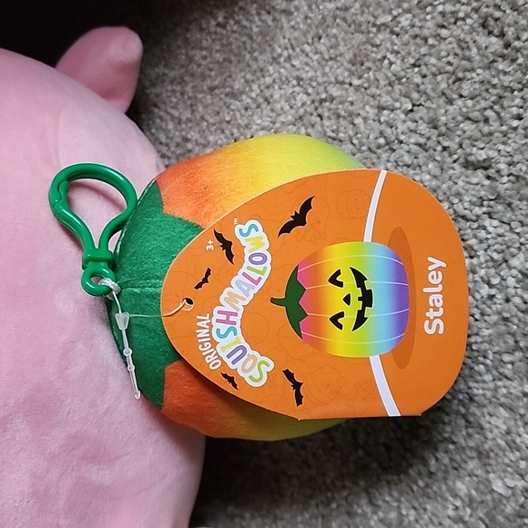 Staley the Rainbow Pumpkin Squishmallow Clip - Picture 3 of 3